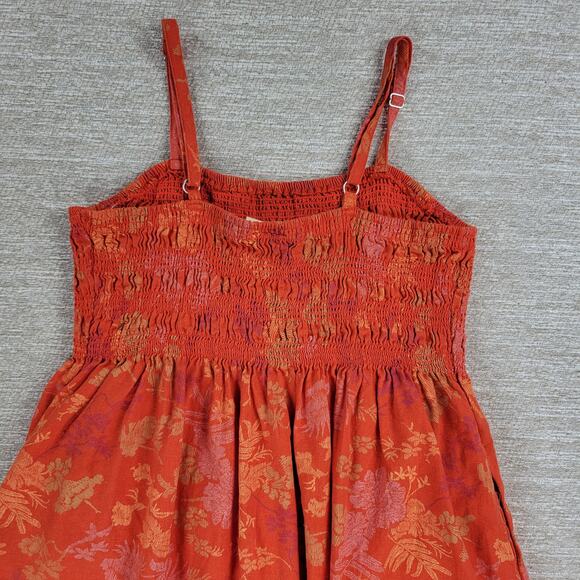 Universal Thread Dress Womens Medium Orange Smocked Top Adjustable Straps Summer - Picture 7 of 16